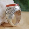 Islamic Yemeni Aqeeq Silver Ring for Men Red