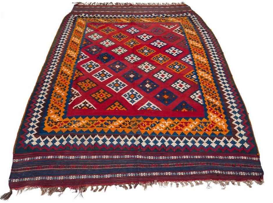 Vintage Ghashghaei Geometric Kilim Rug – Handwoven Persian Wool