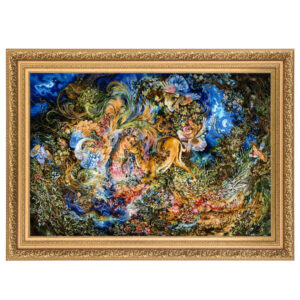 Hand-Knotted Persian Wall Hanging Rug from Tabriz Depicting Dayereh Hasti Miniature