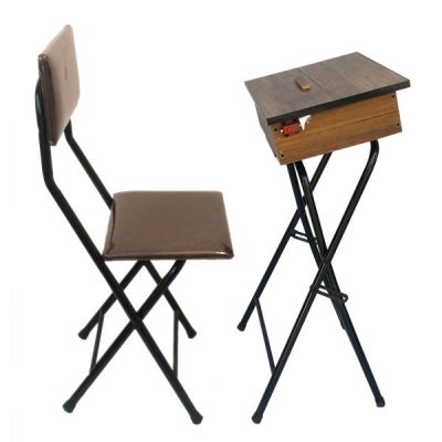 Set of Prayer Chair & Table for Salah or Namaz for Muslims Brown