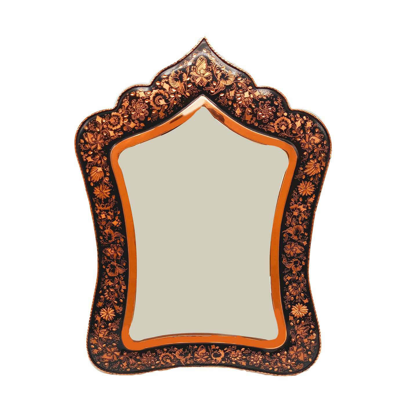 Engraved Persian Copper Mirror Frame & Candlesticks Set – Ghalamzani