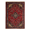 Hand-Knotted Persian Hamadan Rug (Traditional Lachak Toranj Floral Medallion) - Red Wool