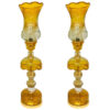 Traditional Honey Laleh Abbasi Crystal Lamp with Hanging Glass Drops