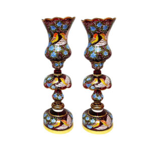 Traditional Blue Laleh Abbasi Crystal Table Lamp with Hanging Drops