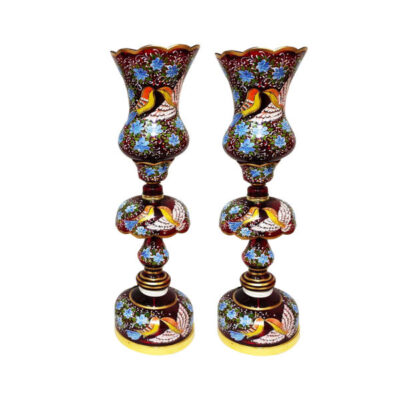Traditional Blue Laleh Abbasi Crystal Table Lamp with Hanging Drops
