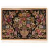Hand-Knotted Persian Tabriz Nava Rug (Classical Elegant Vase Design) - Black Silk & Kork Wool