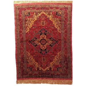 Hand-Knotted Persian Yas Silk Rug (Fine Art Classical Floral Medallion) – Red