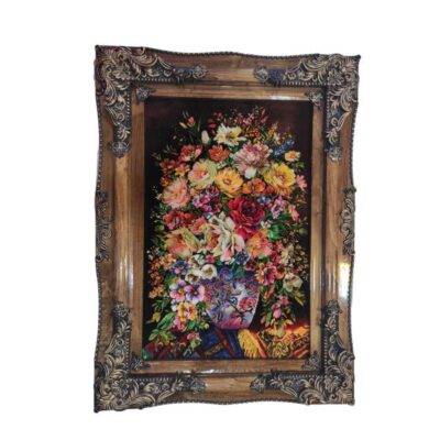 Hand-Knotted Persian Silk Floral Wall Hanging Rug – Flowers and Vases, Tabriz