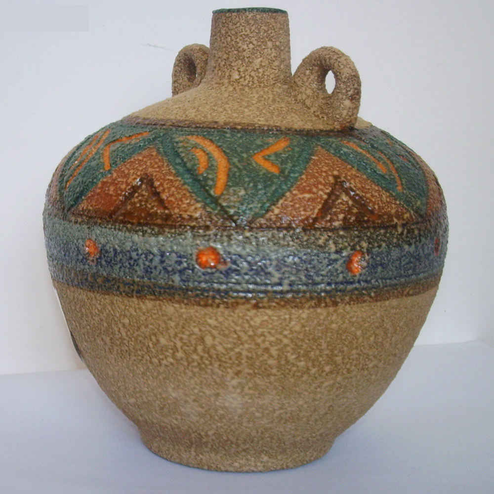 Handcrafted Decorative Persian Pottery Vase with a Single Stem Silhouette, Featuring the Gazelle Art Motif for Traditional Flair