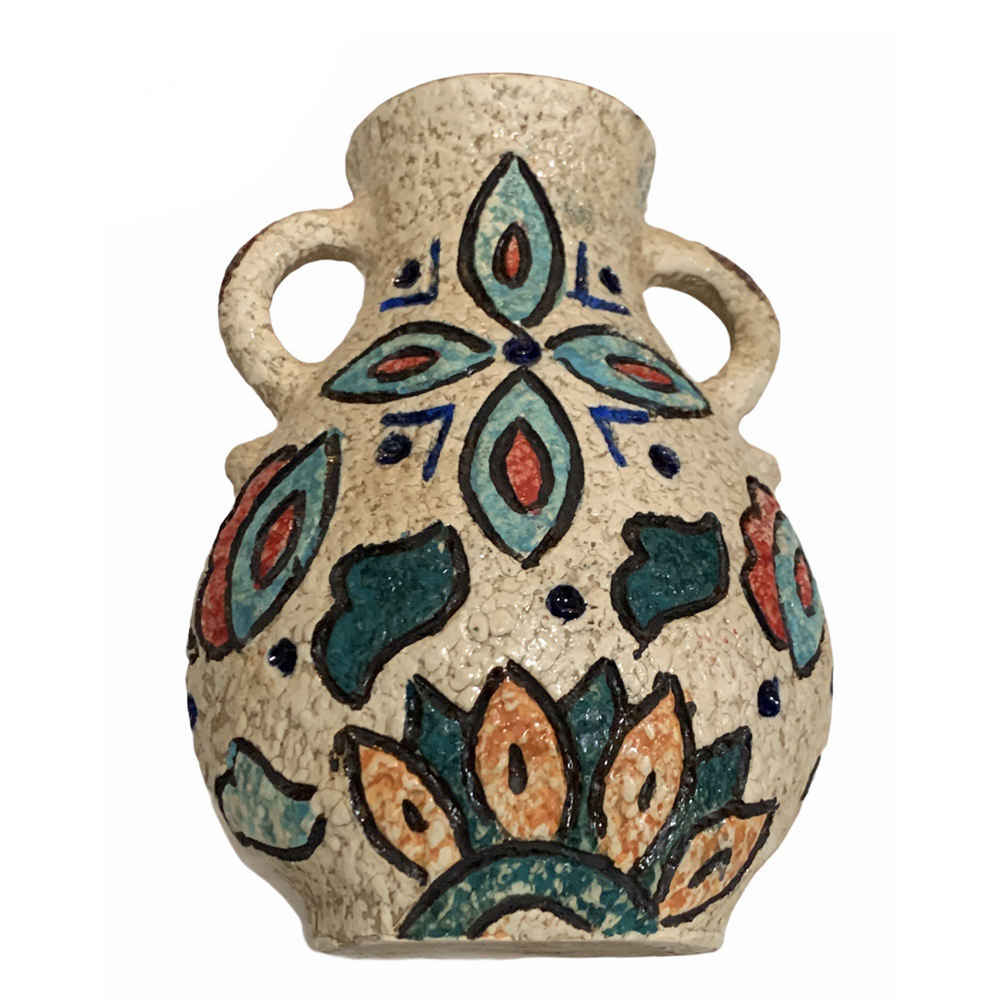 Handcrafted Decorative Persian Pottery Vase with a Flared Silhouette, Featuring the Golha Art Motif for a Classic Look