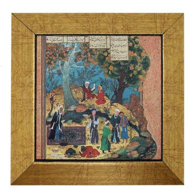 Persian Shahnameh Ceramic Art Tile with Nature Design – Iranian Decorative Wall Art