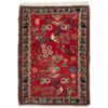 Hand-Knotted Persian Zanjan Particular Rug (Tribal Pictorial Art Scene) - Red Wool