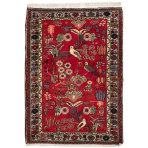 Hand-Knotted Persian Zanjan Particular Rug (Tribal Pictorial Art Scene) – Red Wool