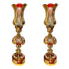 Traditional Red Persian Crystal Lamp with Hanging Glass Pendants