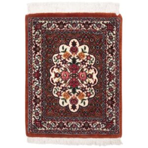 Hand-Knotted Persian Bijar Sahand Rug (Iron Rug Classical Floral Medallion) – Red Silk & Wool