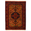 Hand-Knotted Persian Khorasan Rug (Tribal Lachak Toranj Floral Medallion) - Orange Silk & Wool