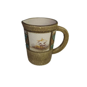 Persian Decorative Pottery Pitcher Hand-Painted Art Motif Golden
