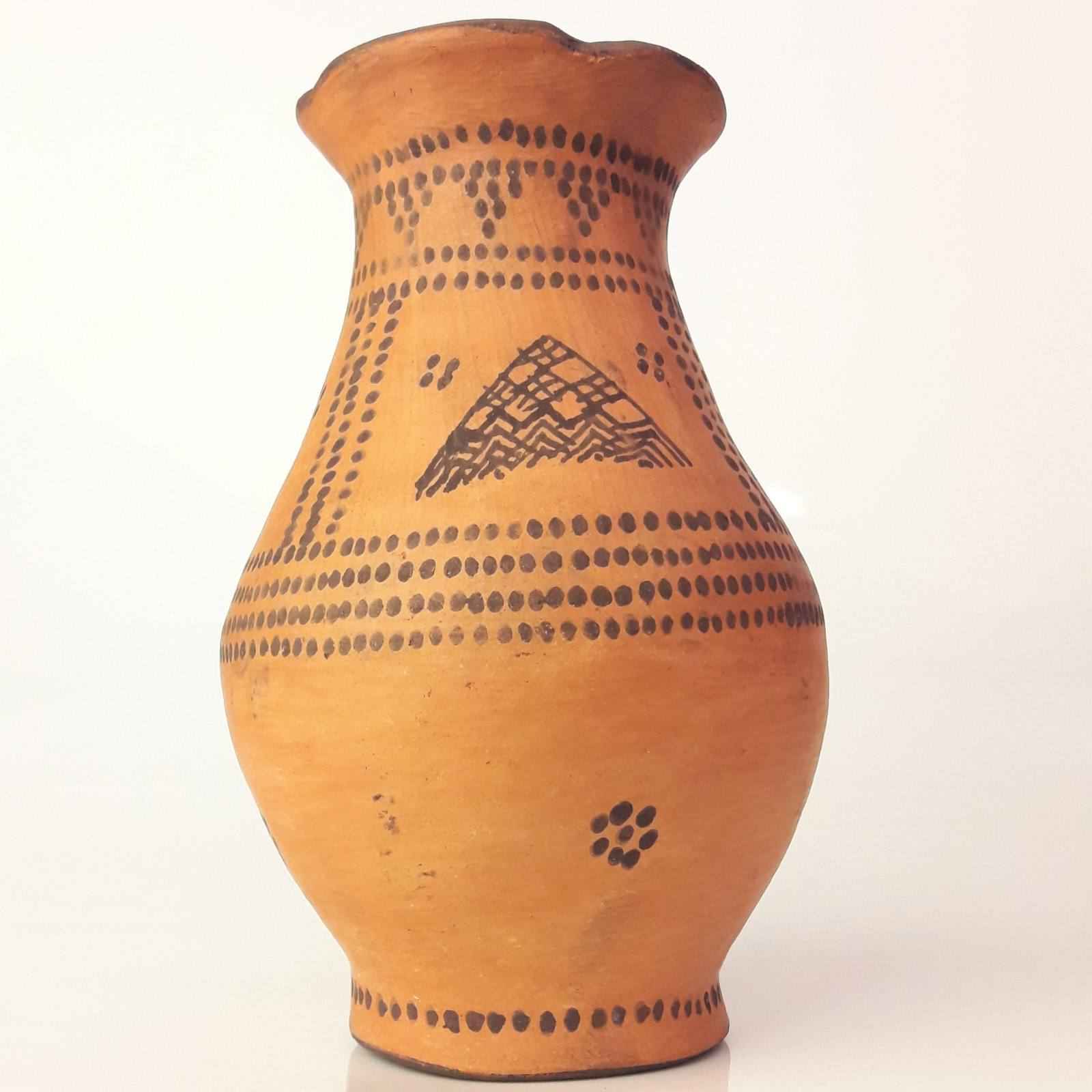 Hand-Thrown Persian Pottery Vase with a Flared Silhouette, Featuring the Traditional Kalporagan Motif for Artistic Decor