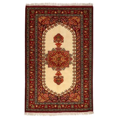 Hand-Knotted Persian Khorasan Rug (Tribal Classical Floral Medallion) - Red Silk & Wool
