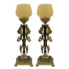 Persian Crystal Candlestick Tulip Shaped with Brass Base (2x)
