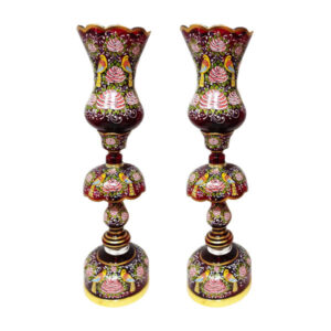 Traditional Birds Pattern Laleh Abbasi Crystal Lamp with Hanging Pendants