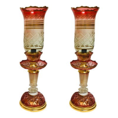 Traditional Avisa Laleh Abbasi Crystal Lamp with Hanging Glass Drops