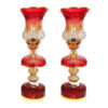 Traditional Rose Pattern Laleh Abbasi Crystal Table Lamp with Glass Drops