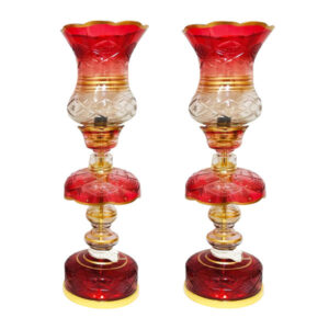 Traditional Rose Pattern Laleh Abbasi Crystal Table Lamp with Glass Drops