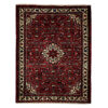 Hand-Knotted Persian Hamadan Rug (Traditional Intricate Garden Floral Medallion) - Red Wool