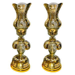 Minimalist Persian Laleh Abbasi Crystal Lamp with Hanging Glass Drops