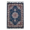 Hand-Knotted Persian Tabriz Rug (Classical Floral Medallion Pattern) - Blue Wool