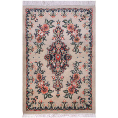 Hand-Knotted Persian Tabriz Haris Rug (Classical Elegant All-over Floral) - Cream Silk & Wool
