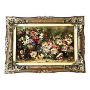 Hand-Knotted Persian Pictorial Rug from Tabriz Depicting Lilies Flowers