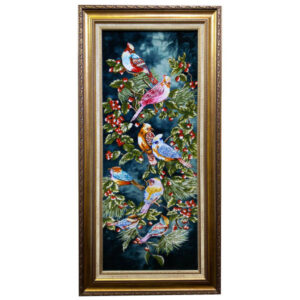 Hand-Knotted Persian Pictorial Rug from Tabriz Depicting Nightingale