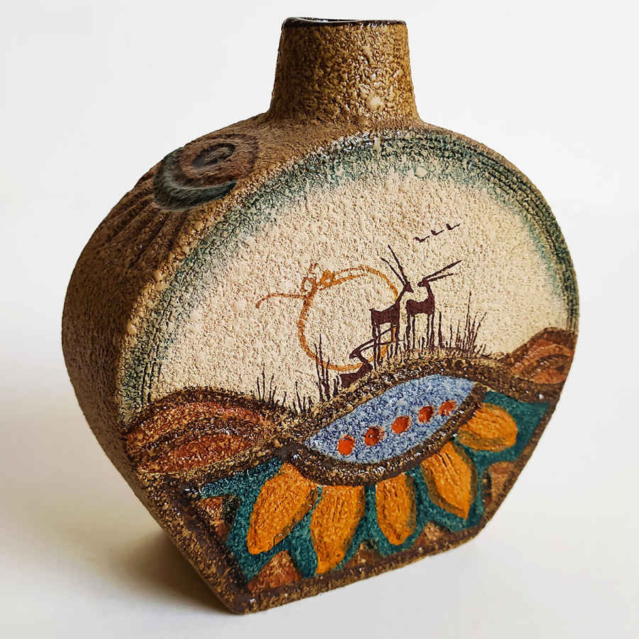 Persian Single Bud Pottery Vase with a Hand-Painted Design, Ideal for Fresh or Dried Flower Arrangements