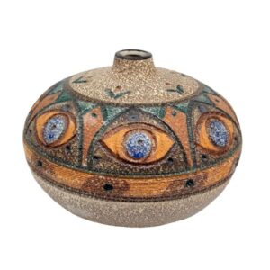 Decorative Pottery Single Stem Vase, Ideal for Displaying Fresh or Dried Flowers with a Traditional Art Motif