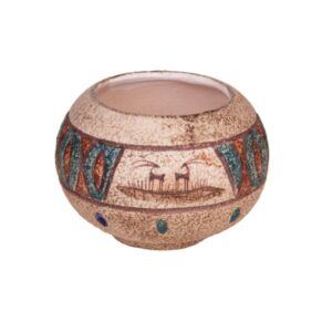Handcrafted Decorative Persian Pottery Vase with a Bowl Silhouette, Featuring the Nature Art Motif for a Rustic Charm
