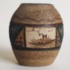 Handcrafted Decorative Persian Pottery Vase with a Bowl Silhouette, Featuring the Tala Art Motif for Traditional Elegance