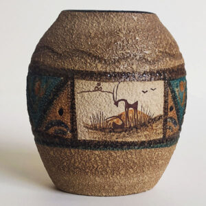Handcrafted Decorative Persian Pottery Vase with a Bowl Silhouette, Featuring the Tala Art Motif for Traditional Elegance