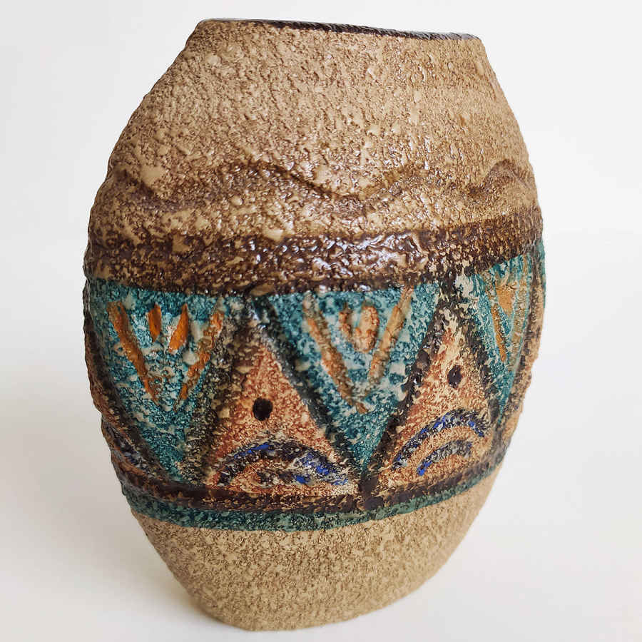 Handcrafted Decorative Persian Pottery Vase with a Bowl Silhouette, Featuring the Tala Art Motif for Traditional Elegance