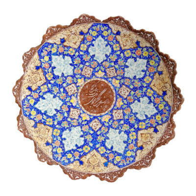 Hand-Painted Persian Minakari Copper Decorative Display Plate, Angel Enamelwork