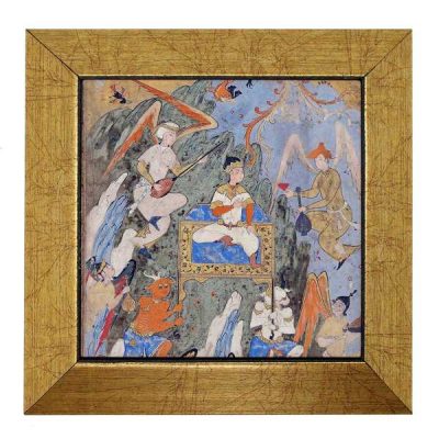 Persian Shahnameh Ceramic Art Tile with Angels Design – Traditional Iranian Artwork