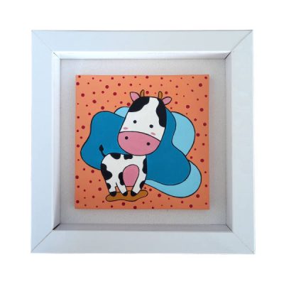Persian Pink Cow Ceramic Art Tile – Decorative Animal Artwork