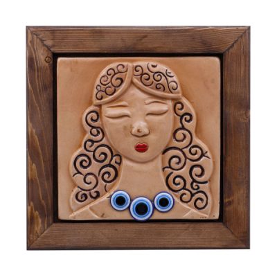 Persian Curly Girl Pottery Wall Art – Artistic Decorative Artwork