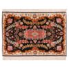 Hand-Knotted Persian Tabriz Rug (Classical Lachak Toranj Floral Medallion) - Black Silk & Wool