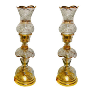 Traditional Gold Laleh Abbasi Crystal Table Lamp with Hanging Drops