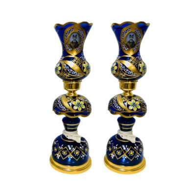 Traditional Blue Shah Abbasi Laleh Abbasi Crystal Table Lamp with Drops
