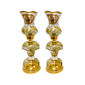 Traditional Gold Shah Abbasi Persian Crystal Lamp with Hanging Pendants