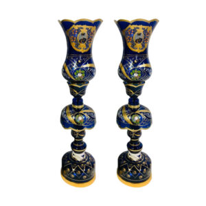 Traditional Persian Floral Laleh Abbasi Crystal Lamp with Hanging Drops