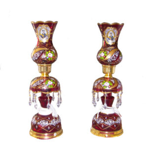 Classic Persian Laleh Abbasi Crystal Table Lamp with Hanging Glass Drops